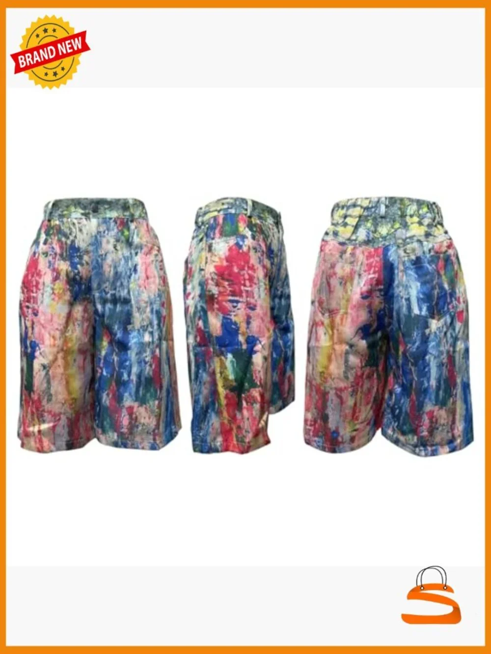 Women's Tie Dye Bermuda Denim Shorts High Waist Baggy Straight Leg Jean Shorts